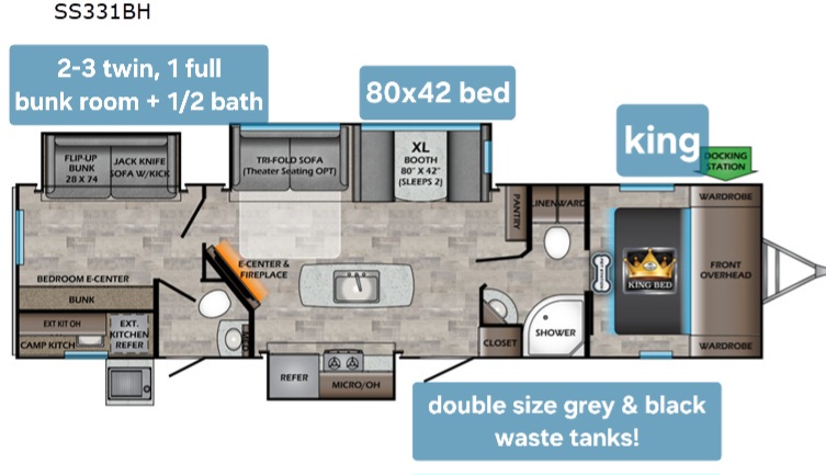Expedition - 38 ft 2 Bedroom 1.5 bath Luxury 4 season Loaded Travel Trailer